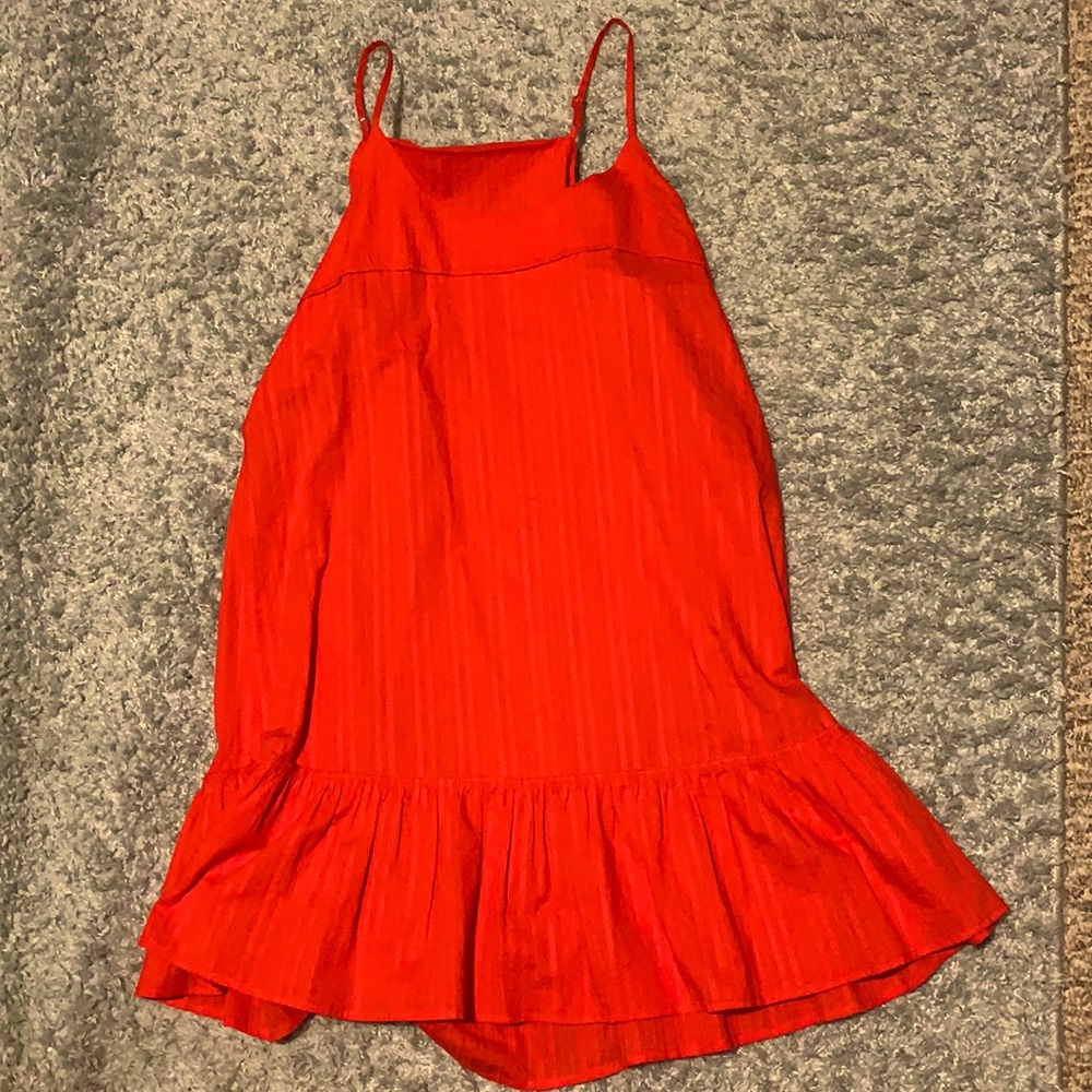 Burnt orange drop waist dress spaghetti straps